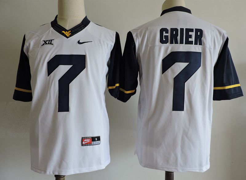Men West Virginia Mountaineers #7 Grier White Nike 2025 NCAA Jersey->ncaa teams->NCAA Jersey
